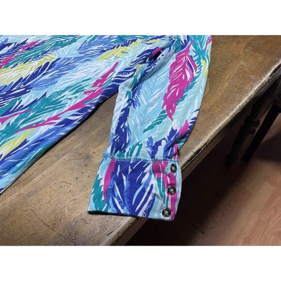 Lilly Pulitzer Dress Womens L Blue Tropical Sophie Light as a Feather UPF 50+ - Picture 4 of 10